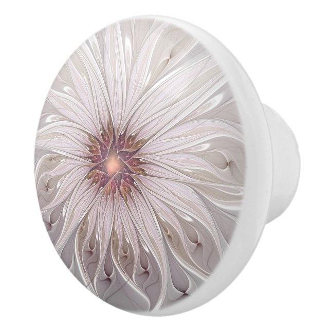 Bouton De Porte En Céramique Imaginaire Floral, Abstraite Fleur Pastel Moderne (Droite)