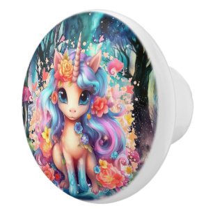 Bouton De Porte En Céramique imaginaire mignon fille licorne