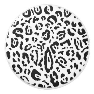 Bouton De Porte En Céramique Impression animale léopard guépard noir et blanc