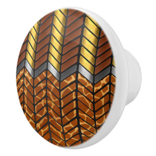 Bouton De Porte En Céramique Impression d'animal de girafe à chevron zigzag mod