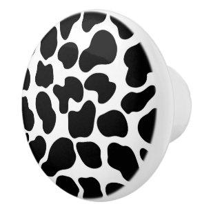 Bouton De Porte En Céramique Impression d'animal noir et blanc Léopard des neig