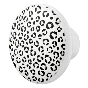 Bouton De Porte En Céramique Impression d'animaux en noir et blanc