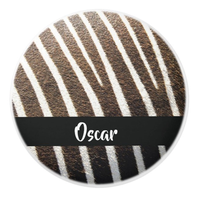 Bouton De Porte En Céramique Impression de peau Zebra (Devant)