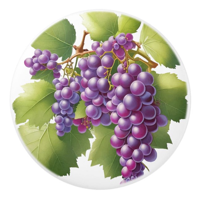 Bouton De Porte En Céramique Impression de raisins (Devant)