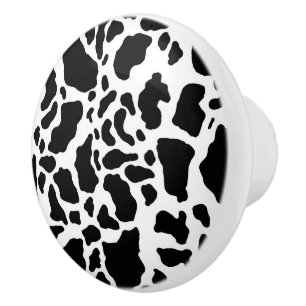 Bouton De Porte En Céramique Impression de vache noire et blanche