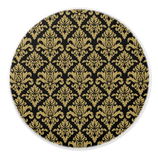 Bouton De Porte En Céramique Impression décorative Damask Fabric (Devant)