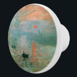 Bouton De Porte En Céramique Impression, lever de soleil par Claude Monet<br><div class="desc">Cette célèbre peinture présente le soleil dans la brume et quelques mâts de bateaux qui s'accrochent au premier plan. Le paysage n'est rien d'autre qu'une impression, et une impression instantanée. Claude Monet Claude Monet était un fondateur de la peinture impressionniste française. Le terme impressionnisme est dérivé du titre de sa...</div>