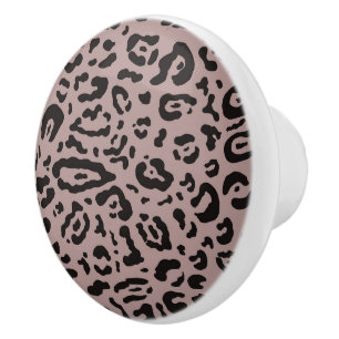 Bouton De Porte En Céramique Imprimé Animal Mauve Blush Rose Guépard Léopard