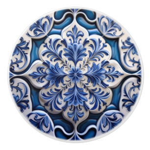 Bouton De Porte En Céramique Indigo Azulejo Bleu Portugais Lisbonne Talavera