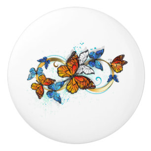 Bouton De Porte En Céramique Infinité de papillons monarques