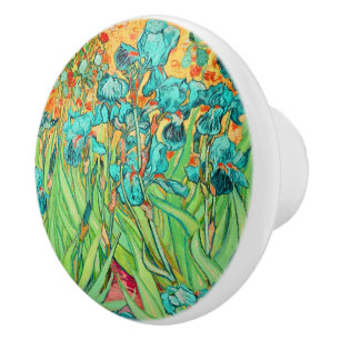 Bouton De Porte En Céramique Iris de Van Gogh à St. Remy, sarcelle