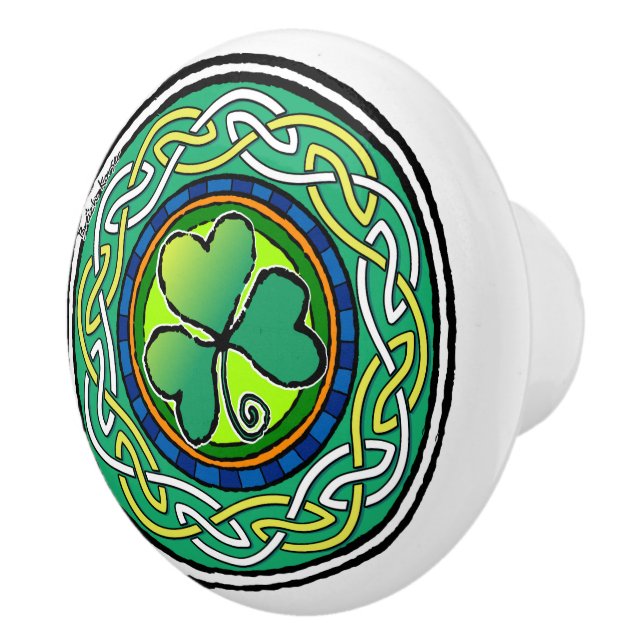 Bouton De Porte En Céramique Irish shamrock (Droite)