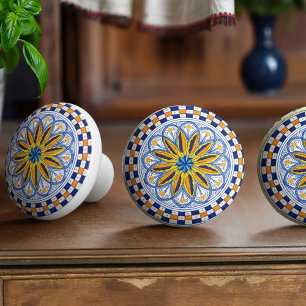 Bouton De Porte En Céramique Italie Art Antico Deruta Mediterranée Bloom Artisa