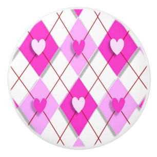 Bouton De Porte En Céramique Jacquard de coeur pourpre