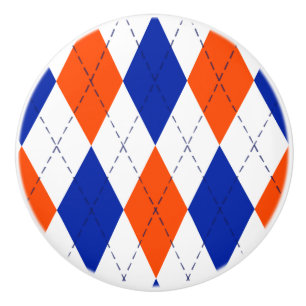 Bouton De Porte En Céramique Jacquard orange et bleu diamant