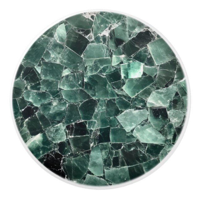 Bouton De Porte En Céramique Jade Crystal Motif (Devant)