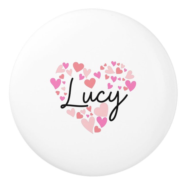 Bouton De Porte En Céramique J'aime Lucy (Devant)