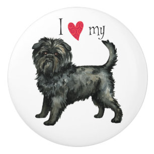 Bouton De Porte En Céramique J'aime mon Affenpinscher