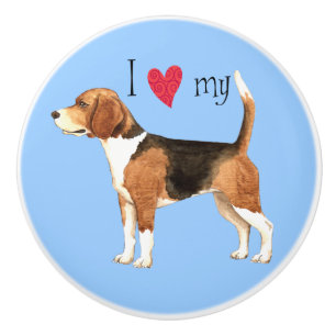 Bouton De Porte En Céramique J'aime mon beagle