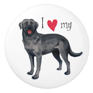 Bouton De Porte En Céramique J'aime mon Black Lab