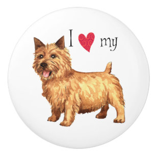 Bouton De Porte En Céramique J'aime mon Norwich Terrier
