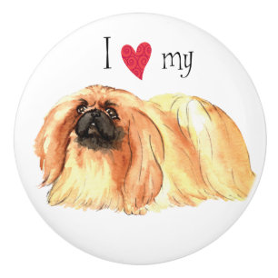Bouton De Porte En Céramique J'aime mon Pekingese