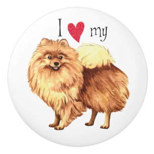 Bouton De Porte En Céramique J'aime mon Pomeranian