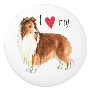 Bouton De Porte En Céramique J'aime mon Sheltie