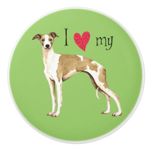 Bouton De Porte En Céramique J'aime mon Whippet