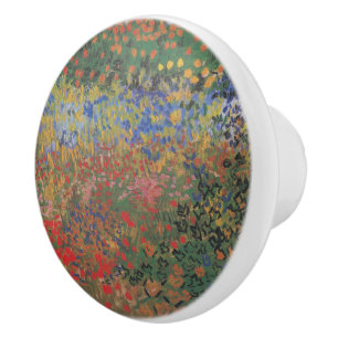 Bouton De Porte En Céramique Jardin de fleurs vintage de Van Gogh