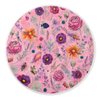 Bouton De Porte En Céramique Jardin Florissant Fantaisiste