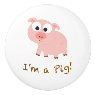 Bouton De Porte En Céramique Je suis un cochon