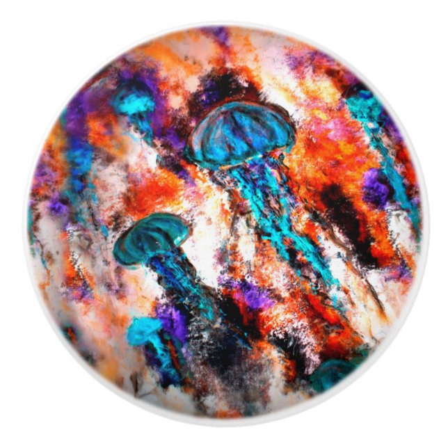 Bouton De Porte En Céramique Jellyfish (Devant)