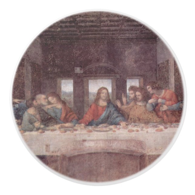 Bouton De Porte En Céramique Jésus "Yeshua" La Dernière Cène, Léonard de Vinci (Devant)