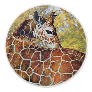 Bouton De Porte En Céramique Jeune girafe