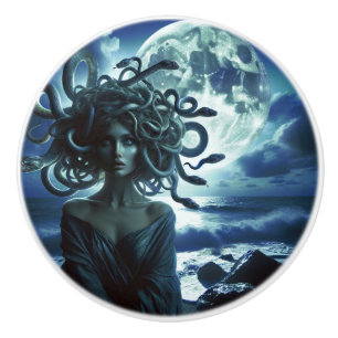 Bouton De Porte En Céramique Jeune Méduse jolie par la Lune & l'Océan