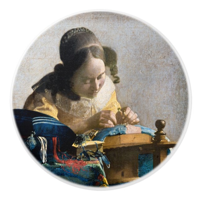 Bouton De Porte En Céramique Johannes Vermeer - The Lacemaker (Devant)