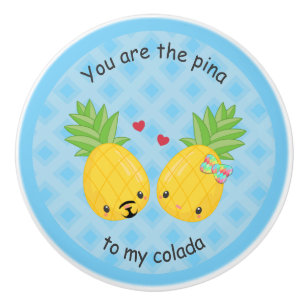 Bouton De Porte En Céramique Joli ananas Tropical Pina Colada Romantique