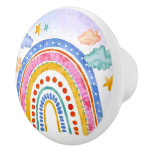 Bouton De Porte En Céramique Joli arc-en-ciel pastel