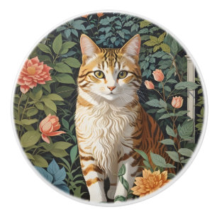 Bouton De Porte En Céramique Joli Chat Roux Jardin Botanique