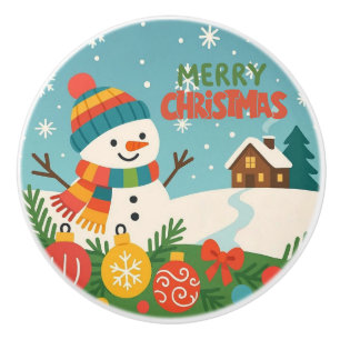 Bouton De Porte En Céramique Joli, classique bonhomme de neige de Noël