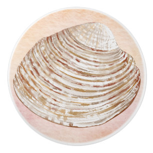 Bouton De Porte En Céramique Joli coquillage vivant dans l'océan Aquarelle art