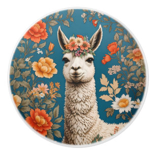 Bouton De Porte En Céramique Joli lama inspiré de la flore de William Morris