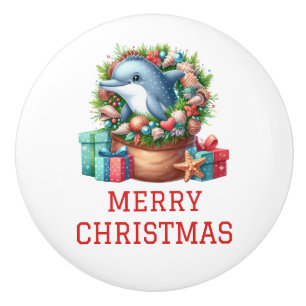 Bouton De Porte En Céramique Joli Noël dauphin