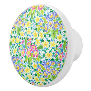 Bouton De Porte En Céramique Joli Printemps Primroses Ceramic Knob