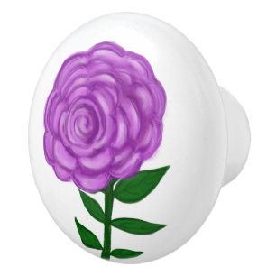Bouton De Porte En Céramique Jolie Florale Violette