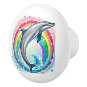 Bouton De Porte En Céramique Jolie plage tropicale abritant des dauphins