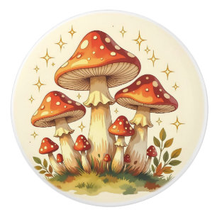 Bouton De Porte En Céramique Jolis champignons fantaisistes de style cottage
