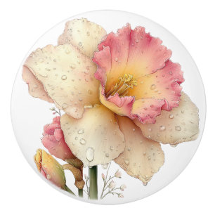 Bouton De Porte En Céramique Jonquille rose jaune de printemps