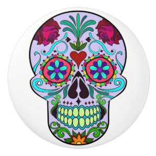 Bouton De Porte En Céramique Jour de la mort crâne de sucre Dresser Knob Pull